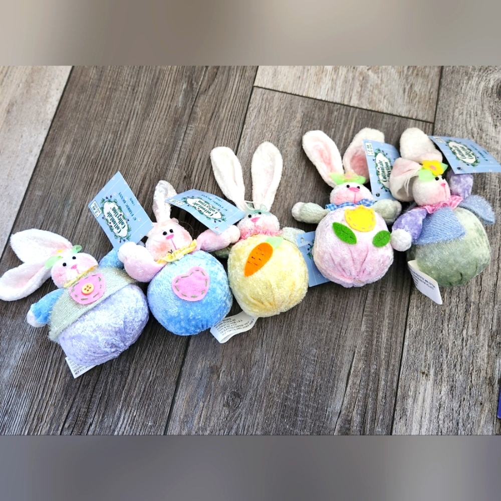 Vintage Cottontale Collection Lot Of 5 Bean Bag Plush 4.5" Easter Bunny